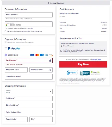 DentiLock order page